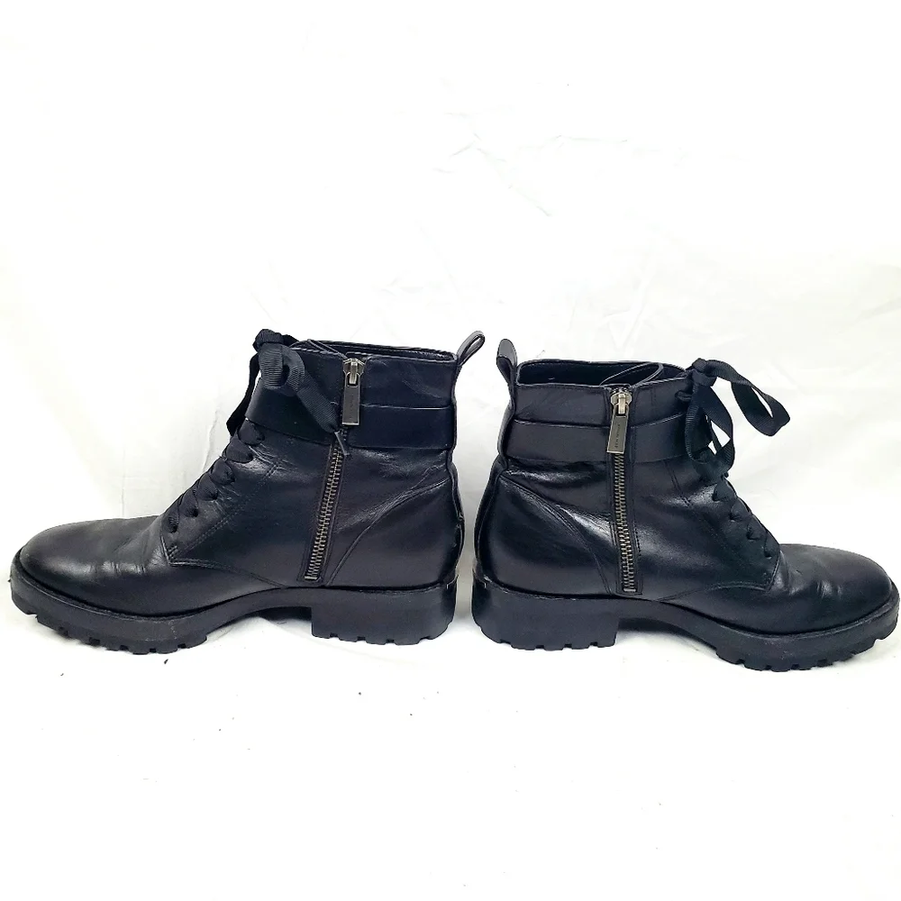 Michael‎ Kors Ryder Black Leather Ankle Boot With Buckle